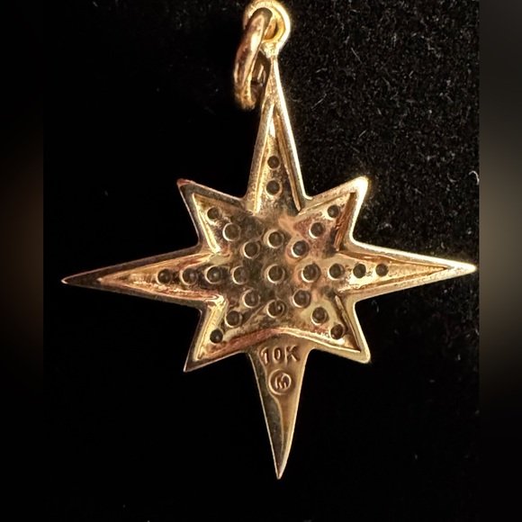 10k yellow gold diamond pave star pendant - Picture 5 of 5